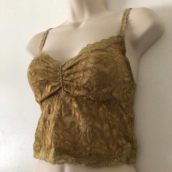 NWOT Moda International Lace Bralette in Gold/Olive Size S - Picture 3 of 7